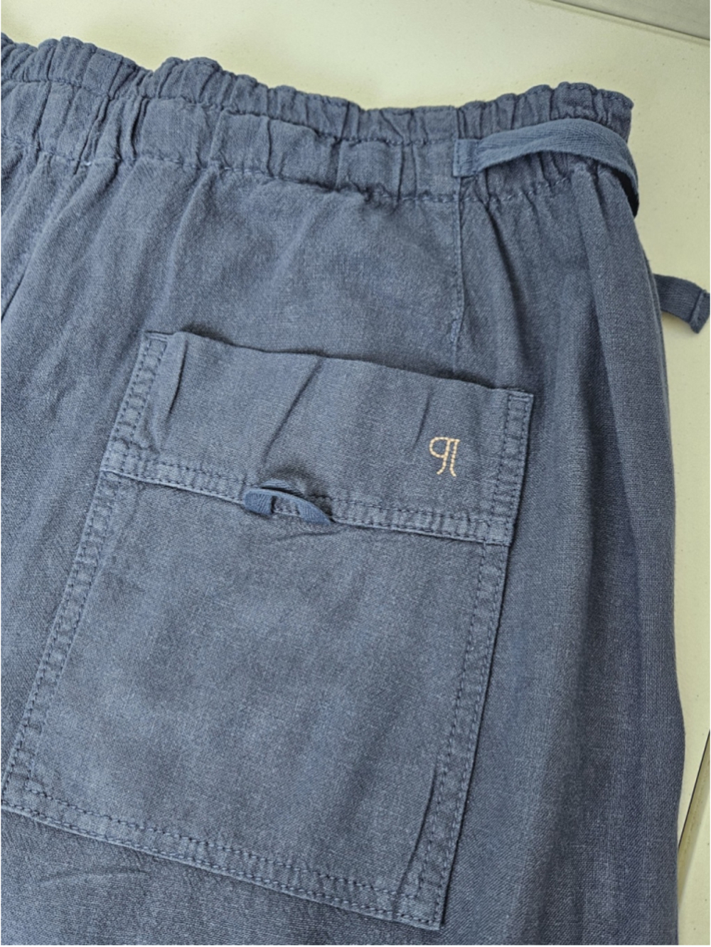 Anthropologie Pilcro Beach Cargo Wide Leg Linen Blend Pants Size M Blue - Picture 6 of 14